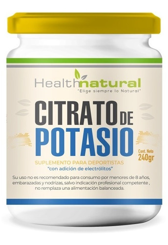 Citrato De Potasio Puro En Polvo 240g. Health Natural