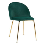 Silla De Comedor Velvet Terciopelo Patas De Acero Doradas Estructura De La Silla Verde