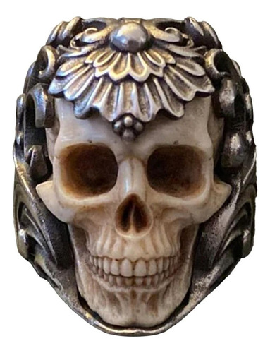 B Anillo Vintage Calavera Punk Gótico Ajustable Hombres