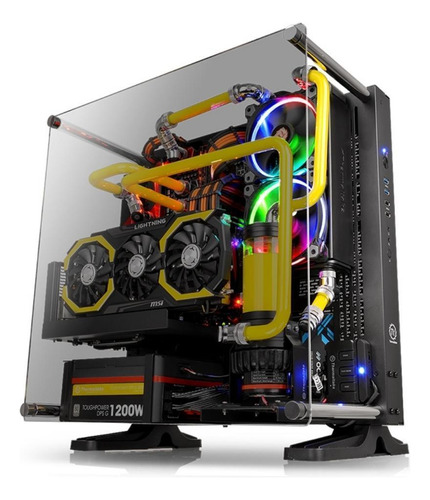 Funda De Cristal Negra Thermaltake Core P3 Tg De 5 Mm Con Elevador 16x