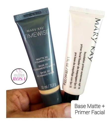 Kit Mary Kay Primer Facial Fixador Fps15+ Base Líquida Matte