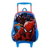 Mochila Bolsa Escolar Homem Aranha Miles Morales Com Rodinha Cor Azul