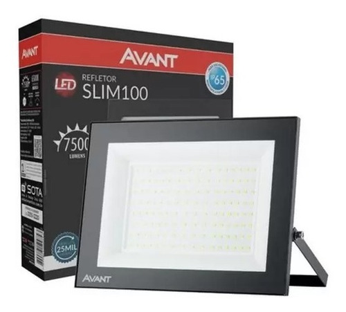 Kit C/2 Refletor Led Slim 100w Bivolt Branc Frio 6500k Avant