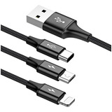 Cable Salidas Para iPhone / Micro Usb / Usb C - 40w 5a Color Negro