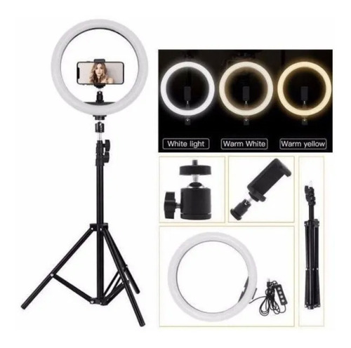 Aro De Luz Led 3 Tonos Flash 30cm Fotografía Selfie+ Trípode