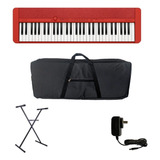 Teclado Sensitivo Casio Cts1 Rojo 61 Teclas Funda Soporte