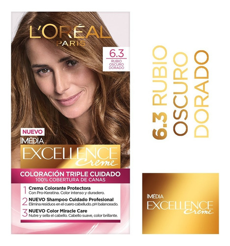 Kit De Coloración L'oréal Paris Excellence Creme Tono 6.3 Rubio Oscuro Dorado