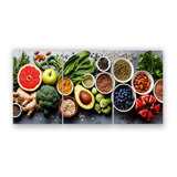 Quadro Decorativo Frutas Nutrição Alimentos 60x30 Cozinha