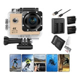 Câmera 4k Action Sport Dourada Com Acessórios  Kit Completo