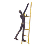 Escultura Decorativa Homem Escada Poliresina Pto/dou 46,5 Cm