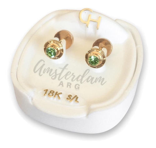 Abridores De Oro 18kt Marca Ch Strass 730  ..amsterdamarg..