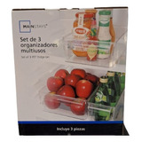 Set De 3 Organizadores De Acrilico Para Refrigerador