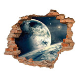 Vinil Decorativo Universo Sticker Planetas Espacio Muro Roto