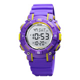 Reloj Niñas Skmei 1613 Digital Alarma Luz Cronómetro Violeta