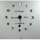 Reloj De Pared 3d 100 X 100 Cm Con Péndulo + Frase En Vinilo