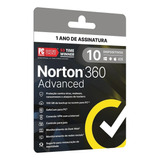 Norton 360 Advanced 1 Usuário 10 Dispositivos Envio Rápido