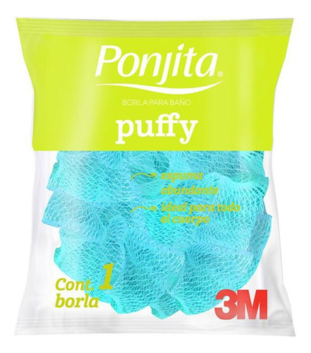 Borla Para Baño Ponjita Puffy 1 Pieza Color Blanco