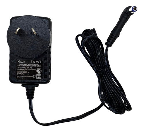 Fuente Switching 9v 1a Plug Interc. 2.1mm 90º Gralf