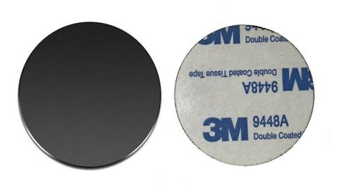 Placa Metal Para Soporte De Imán Con Adhesivo 3m 40mm Negro