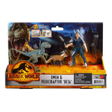 Figura Pack X2 Jurassic World Owen Y Velociraptor Beta-lanus