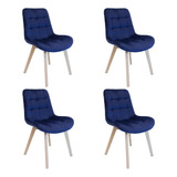 Set X4 Silla De Comedor Malmo Tapizado Pana Patas Madera