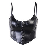 B Bustier Corset Bralette Cuero Push Up Sujetador Crop Top