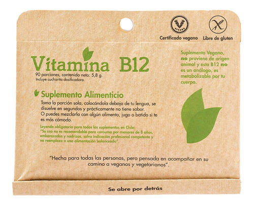 3 Meses De Vitamina B12  90 Porciones En Un Solo Sobre
