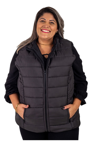 Colete Feminino Country Puffer 2 Bolsos Internos Plus Size