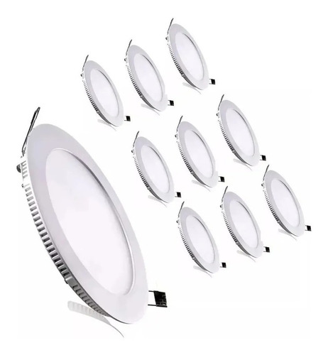 Pack 10 Foco Led Panel Plafón 18w Embutido Luz Fría Redondo