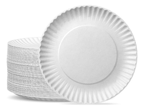 200 Platos De Carton Blanco Desechables Uso Comun 18 Cm.