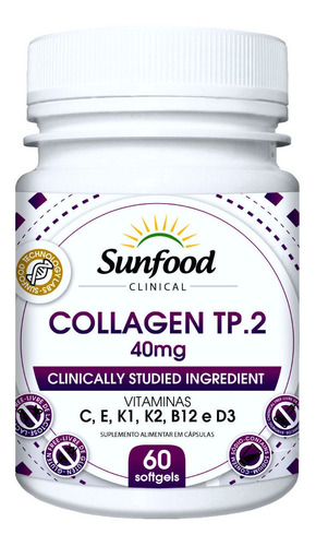 Collagen Colágeno Tipo 2 + Vitaminas 60 Capsulas Sunfood 