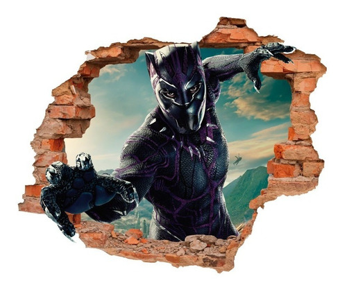 Decoración De Pared Pantera Negra Pegatina 3d Avengers 65x55