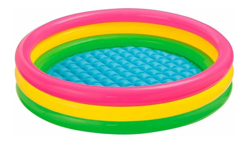 Piscina Inflable Redonda De Niños Rosa, Amarilla Y Verde 147