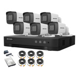 Kit 6 Camaras Seguridad 2mpx Hikvision + Dvr 8ch Lite +disco