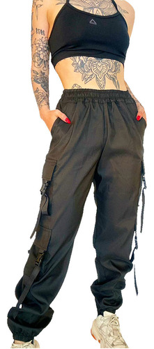 Pantalon Mujer Jogger Babucha Cargo Doble Bolsillos Moda