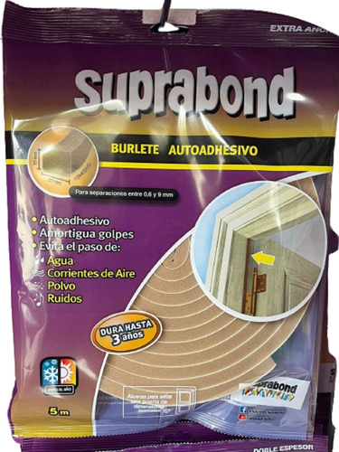 Burlete Autoadhesivo Suprabond 10 Mm X 20 Mm X 5 M Largo