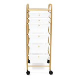 Carrito Organizador Multiusos Estética, Hogar 6 Niveles Color Blanco/dorado