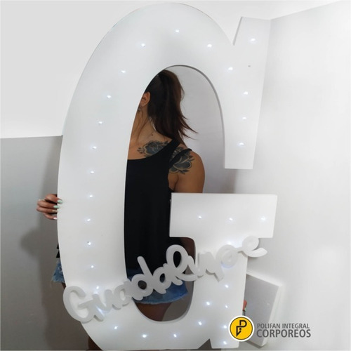 Pack 3 Letras Con Led 1.00m Polyfan 2cm Boda 15 Años Cumple