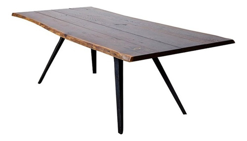 Mesa Comedor Roble Francés Bega L Fumed Oak 240 Tapa Marrón Patas Negro