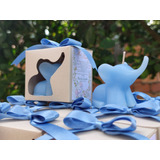 Recordatorio Baby Shower Elefante Vela, Caja Y Tarjeta