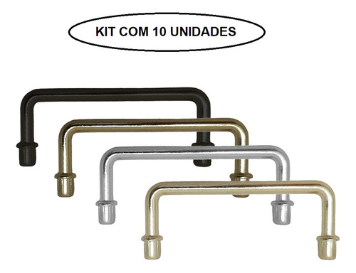 Alça Ou Puxador Encaixe P 10 Un 6x2,5cm Bandeja Artesanato Cor Dourado