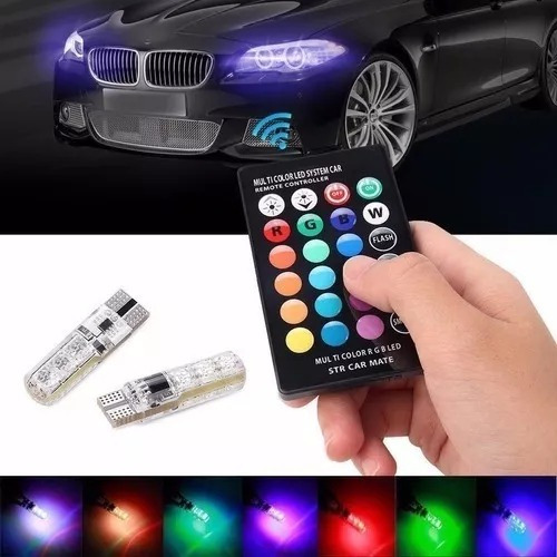 Kit Led Posición T10 W5w Multicolor Rgb Con Control Remoto