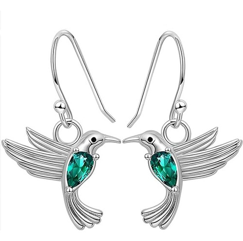 Aros Colgante Colibrí Pendientes Plata 925 Joya Mujer Regalo