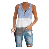 Playera En L Para Mujer, Casual, Corta, Sin Mangas, Cuello