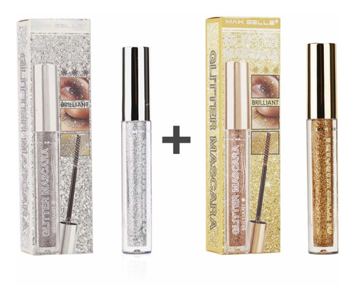 Pack Mascaras De Pestañas Rimel De Ojos Glitter Plata Oro