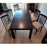 Juego Comedor Wengue Mesa Y 6 Sillas Extensible 160x90x77