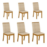 Conjunto 6 Cadeiras Estofadas Isa Para Mesa De Jantar Henn Cor Do Assento Linho Cor Da Estrutura Da Cadeira Nature