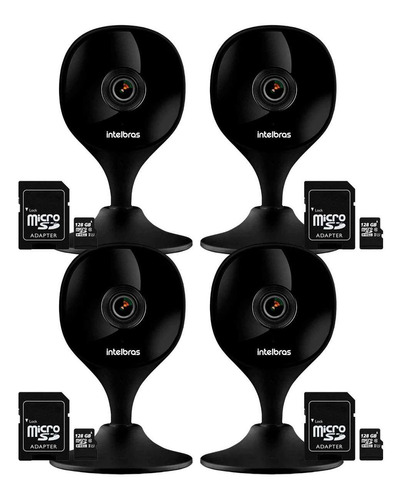 4 Câmeras Wifi Aúdio Smart Imx C Black Intelbras Preta 128gb