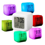 Reloj Despertador Digital Cubo Alarma Temperatura Colores 