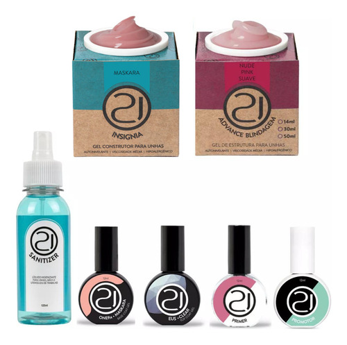 Kit Nails 21 Alongamento De Unhas 3 Gel + Preparadores